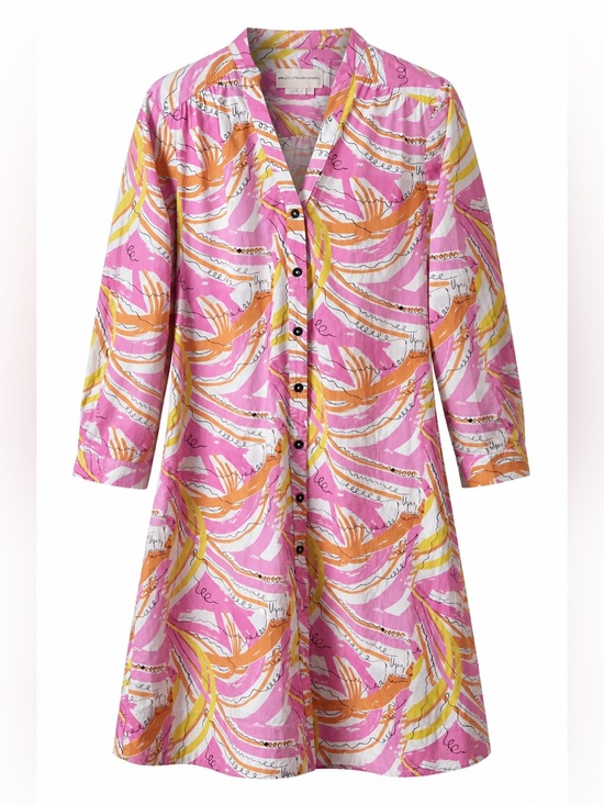 Anthropologie Dresses & Skirts - Vera for Anthropologie Confetti Midi Shirt Dress Pink Abstract Print S